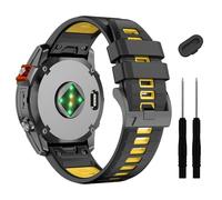 Clouism Correa de reloj Quickfit Fenix 7X 6X Pro 5X Plus de 26 mm, correa de silicona suave para Garmin Enduro 2/Descent MK2i/MK3i 51 mm/Tactix 7Pro/Epix Pro 51 mm(Black Yellow)