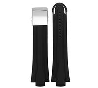 Clouism Nublado Banda de vigilancia impermeable de goma de 24 mm*12 mm para la banda de silicona de la pulsera Oris Curo de acero inoxidable(Black x silver clasp)