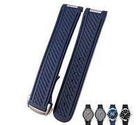 Clouism Nublado Correa de reloj de silicona y goma de 20mm compatible con Omega Seamaster 300 AT150 Aqua Terra, pulseras de reloj con hebilla de acero ultraligera 8900(Blue blue Round)