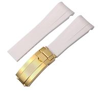 Clouism Para la correa de goma Rolex, la correa de los cuentos, el agua verde, el agua verde, el buzo, la silicona verde de 20 mm de 21 mm banda de reloj(White-gold,21mm)