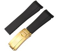 Clouism Para la correa de goma Rolex, la correa de los cuentos, el agua verde, el agua verde, el buzo, la silicona verde de 20 mm de 21 mm banda de reloj(Black-gold,20mm)