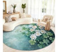Clover - Alfombra Redonda de 120 cm, diseño Floral Abstracto para Dormitorio, Alfombra Circular Antideslizante para Sala de Estar, Oficina, Mesa de Centro, decoración del hogar