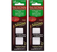 Clover Black Gold Applique/Sharps Needles-Size 12 6/Pkg (Paquete de 2)