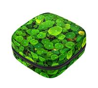 Clover - Bolsa de almacenamiento para servilletas sanitarias florales de color verde de la suerte, bolsa de almohadilla menstrual portátil con cremallera para adolescentes, niñas, mujeres y mujeres