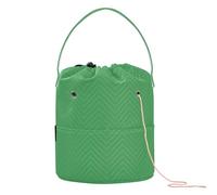 Clover - Bolsa de hilo de ganchillo verde, bolsa de ganchillo con cordón, organizador de almacenamiento de hilo de viaje para accesorios y suministros de ganchillo