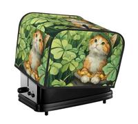 Clover Cat - Cubierta para tostadora de 4 rebanadas, protector de tela Oxford impermeable a prueba de polvo con bolsillo lateral para pequeños electrodomésticos de cocina