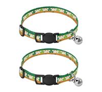 Clover - Collares blancos para perros pequeños, paquete de 2 collares de gato con campana