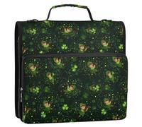 Clover Elves - Organizador de documentos de 3 anillos de 3.8 cm con correa para el hombro y asa, organizador de documentos con múltiples bolsillos, adecuado para la escuela secundaria