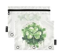 Clover - Estuche para lápices de pintura para carpeta de 3 anillas, bolsa para lápices con cremallera con ventana transparente para oficina, paquete de 2, multicolor, one sizex2, Estuche para lápices