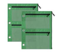Clover - Estuche para lápices verde para carpeta de 3 anillos, paquete de 2, regalo de cumpleaños ligero para estudiantes, bolsa de almacenamiento