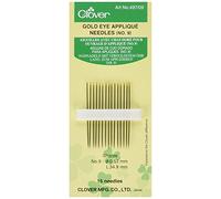 Clover Gold Eye Applique Needles-Size 9 15/Pkg Agujas de Aplique de Ojo Dorado No. 9 Unidades, Aleación de Metal y Acero, metálico, No.9