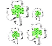 Clover - Juego de cortadores de galletas de acero inoxidable con forma de trébol irlandés para hornear (3 piezas)