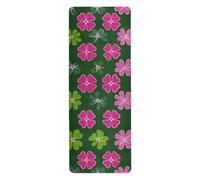 Clover Leaf - Juego de esterilla de yoga de 1 mm para impresión al aire libre, antideslizante, toalla de yoga caliente con bolsa de transporte, 180 x 66 cm