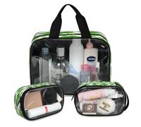 Clover Leaves - Bolsa de maquillaje de viaje para el día de San Patricio para mujeres y hombres, bolsas de cosméticos translúcidas, 3 piezas, bolsa grande para ducha, organizador de artículos de