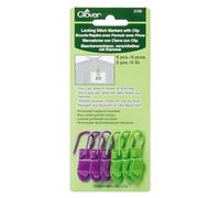 Clover Locking Stitch Markers with Clip 6/Pkg-6/Pkg