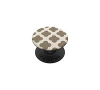 Clover Quatrefoil Farmhouse Pattern Champiñón Marrón Crema PopSockets PopGrip Adhesivo