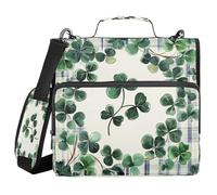 Clover Shamrocks - Carpeta de 3 anillos con cremallera con asa y correa de hombro extraíble, varios bolsillos con cremallera para la escuela