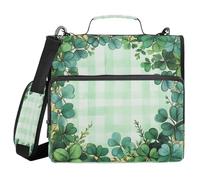 Clover Shamrocks - Carpeta organizadora de oficina con 3 anillos de eucalipto y búfalo de 1.5 pulgadas con correa para el hombro, incluye bolsillo con cremallera, organizador escolar para oficina y