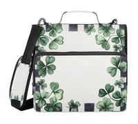 Clover Shamrocks - Organizador de carpetas con cremallera de 3 anillos de eucalipto, con correa para el hombro y asa, impermeable, organizador de documentos para estudiantes de medio medio