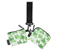 Clover St Leaf Green - Cartera para mujer, organizador de dinero plano delgado con bolsillo con cremallera para mujeres y niñas, 2 unidades, Trébol St hoja verde, 1 size, Art Deco