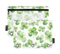 Clover Style - Estuche para lápices de 3 anillas, con cremallera y ventana transparente para oficina, paquete de 2, multicolor, one sizex2, Estuche para lápices