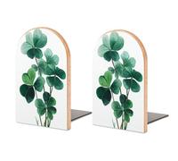 Clover - Sujetalibros de madera estilo tradicional gouache minimalista, 2 soportes resistentes para libros, organizador de escritorio para bibliotecas de oficina en casa