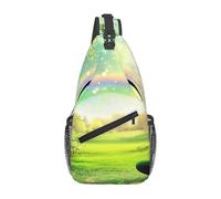 Clover Tree, bolsa cruzada de hombro con diseño de arco iris y monedas doradas, mochila de viaje para hombre, mochila de senderismo