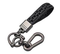 CloverCy Llavero de piel para hombre, llavero de coche, llavero de piel, regalo para hombre y mujer (marrón)