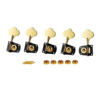 Cloverleaf - Clavijas de afinación para bajo de 5 cuerdas, cabezales de máquina de afinación para bajo de 5 cuerdas, clavijas de afinación de 4R1L en negro con dorado para American Standard/Highway