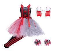 Clown Dress Up Kids - Adorable Girls Tutu Dress, vestido de cosplay de Halloween, disfraz con calcetines guantes Flores de la cabeza | Disfraces de cosplay creativos para niños para niños Funny Party