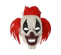 Clown Head Cover, Scary Halloween Costumes with Red Wig, Horror masks Accessory, Full Face Covering with Hair, Creepy Party Wear, for Festival Game Night Event Performance Movie Family Gathering