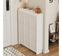 CLoxks Baúl zapatero de entrada, madera blanca, mueble ahorrador de espacio con puertas, 3 cajones abatibles, para casa u oficina (L: 17 cm/24 cm)