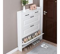 CLoxks Zapatero Entrada Recibidor, Mueble Zapatero Estrecho, Recibidor Zapatero Moderno, Organizador de Almacenamiento de Zapatero Independiente, para Entrada/Pasillo/Armario, Blanco