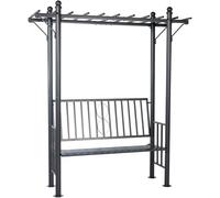 CLP Arco para Rosas con Banco Luvio, pergola Resistente a la Intemperie con Respaldo para Jardin y terraza, Soporte Robusto hasta 220 kg | Color Antracita