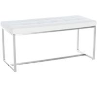 CLP Banco 2 Plazas Barci Tapizado En Simil Cuero I Banco De Recibidor con Base De Acero INOX. I Taburete Pie De Cama Moderno I Color:, Color:Blanco