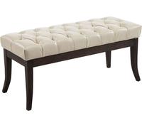 CLP Banco con patas de madera y asiento en Simil cuero Crema
