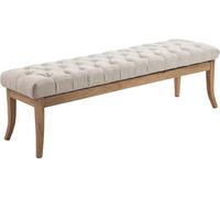 CLP Taburete Pie De Cama Ramses En Tela | Banqueta Altura De Asiento: 46 cm | Banco De Entrada con Base En Madera Clara Antigua I Color:, Color:Crema, Tamaño:150 cm
