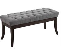 CLP Taburete Pie De Cama Ramses En Tela | Banqueta Altura De Asiento: 46 cm | Banco De Entrada con Base En Madera Oscura Antigua I Color:, Color:Gris, Tamaño:100 cm
