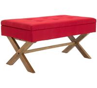 CLP Banco con patas de madera y asiento en Tela Rojo