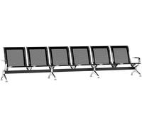 CLP Banco de Espera de 6 plazas Aeropuerto, Banco para 6 Personas, Sillas de Espera robustas con Estructura metálica en Aspecto Cromado, Color:Negro
