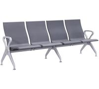 CLP Banco de Espera Estilo Aeropuerto Ermin, Banco para Pasillo con Respaldo, Asientos ergonómicos, sillas de Espera con Estructura de Aluminio, Color:Gris, Tamaño:4 plazas