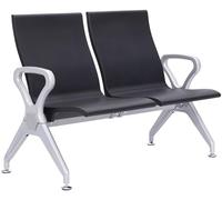 CLP Banco de Espera Estilo Aeropuerto Ermin, Banco para Pasillo con Respaldo, Asientos ergonómicos, sillas de Espera con Estructura de Aluminio, Color:Negro, Tamaño:2 plazas