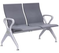 CLP Banco de Espera Estilo Aeropuerto Ermin, Banco para Pasillo con Respaldo, Asientos ergonómicos, sillas de Espera con Estructura de Aluminio, Color:Gris, Tamaño:2 plazas