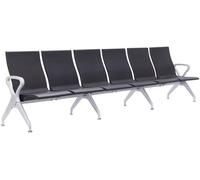 CLP Banco de Espera Estilo Aeropuerto Ermin, Banco para Pasillo con Respaldo, Asientos ergonómicos, sillas de Espera con Estructura de Aluminio, Color:Negro, Tamaño:6 plazas