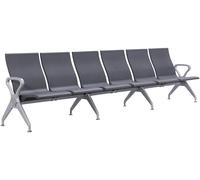 CLP Banco de Espera Estilo Aeropuerto Ermin, Banco para Pasillo con Respaldo, Asientos ergonómicos, sillas de Espera con Estructura de Aluminio, Color:Gris, Tamaño:6 plazas
