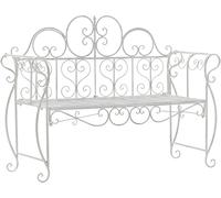 CLP Banco de Jardin Minna, Banco metalico romantico Estilo modernista con reposabrazos, Ideal para Jardin, terraza y Balcon, hasta 180 kg, Color:Blanco Envejecido
