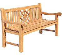 CLP Banco De Madera De Teca Florida con Reposabrazos I Silla De Jardín con Respaldo & Resistente A La Intemperie, Color:Teca, Tamaño:180 cm
