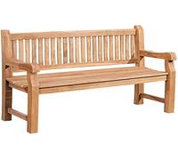 CLP Banco de Teca Jackson V2 I Banco de Madera Resistente a la Intemperie con Respaldo I De Madera Maciza de Teca, Color:Teca, Tamańo:180 cm
