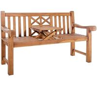 CLP Banco de Teca Luka I Banco de jardín Resistente a la Intemperie con Mesa Plegable, Color:Teca, Tamaño:150 cm