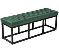 CLP Banco Polson, Moderno, Estructura de Metal Negro, Terciopelo capitoné, Protector de Suelos, para salón, Pasillo o Dormitorio, Color:Verde Claro, Tamaño:120 cm